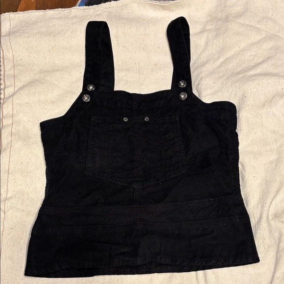 Eve Midnight Black Corduroy Crop Top - Picture 1 of 5